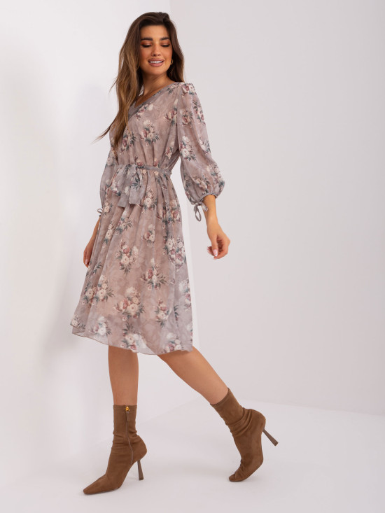 Abito beige floreale loose