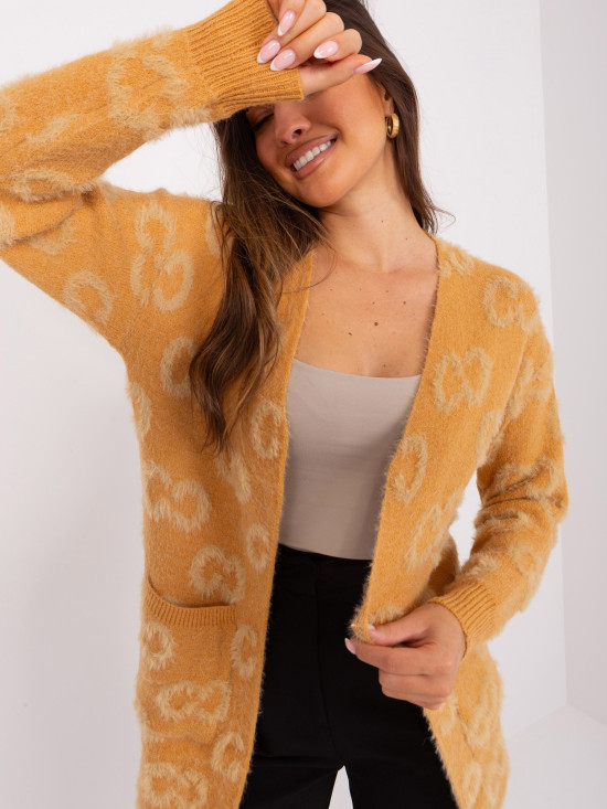 Ženski kardigan u camel boji s uzorkom