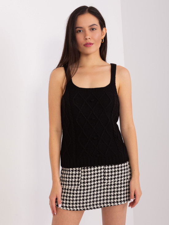 Crni pleteni set s puff rukavima