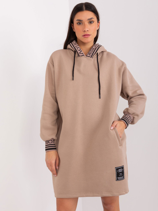 Abito in felpa beige asimmetrico
