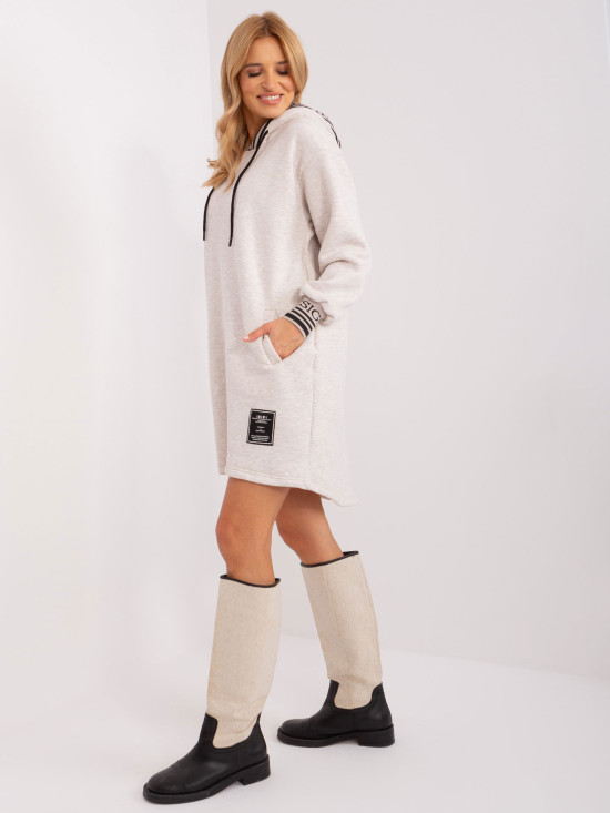 Abito sportivo melange beige chiaro con cappuccio