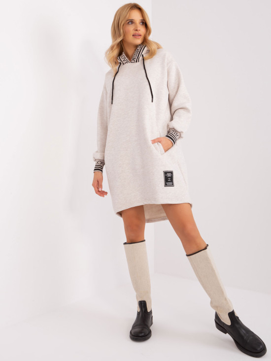 Abito sportivo melange beige chiaro con cappuccio