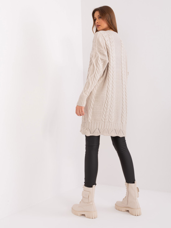 Abito midi beige con maniche lunghe