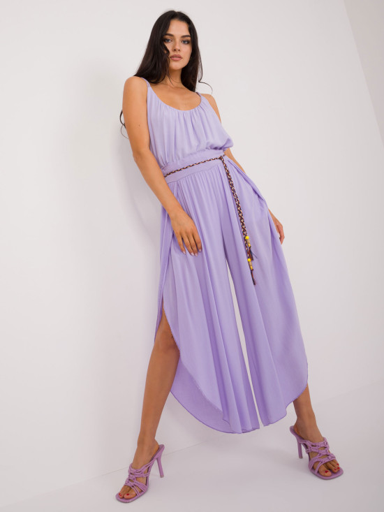Pantaloni larghi eleganti in viola chiaro