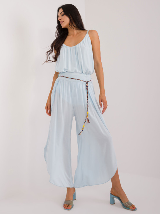 Pantaloni blu eleganti a vita alta