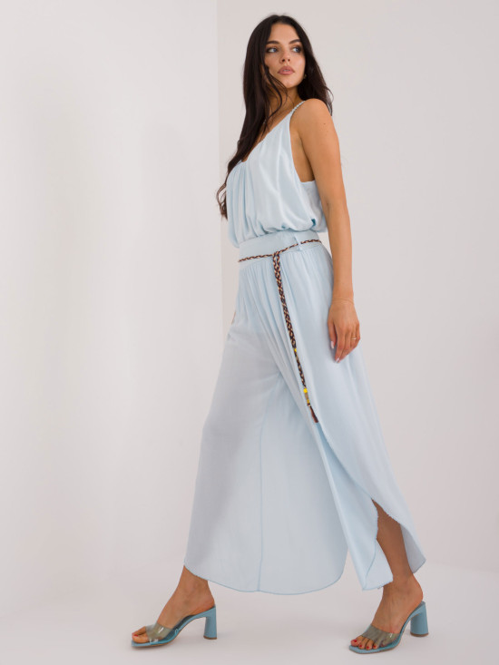 Pantaloni blu eleganti a vita alta