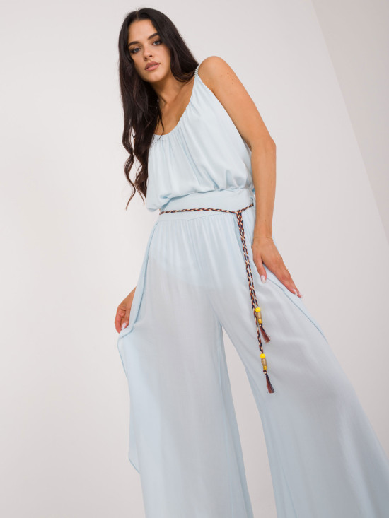 Pantaloni blu eleganti a vita alta