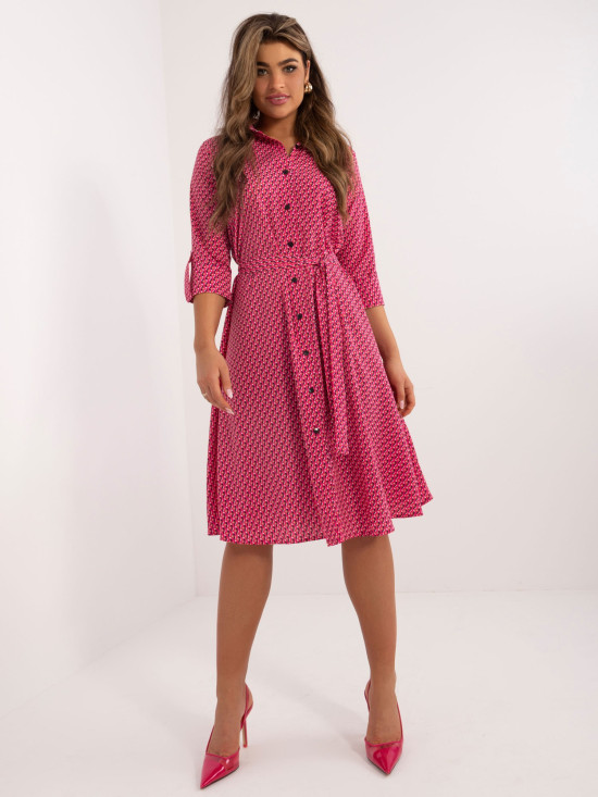 Rosa Vestito Midi con Maniche 3/4