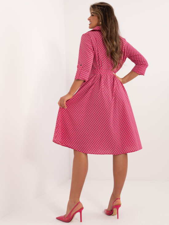Rosa Vestito Midi con Maniche 3/4