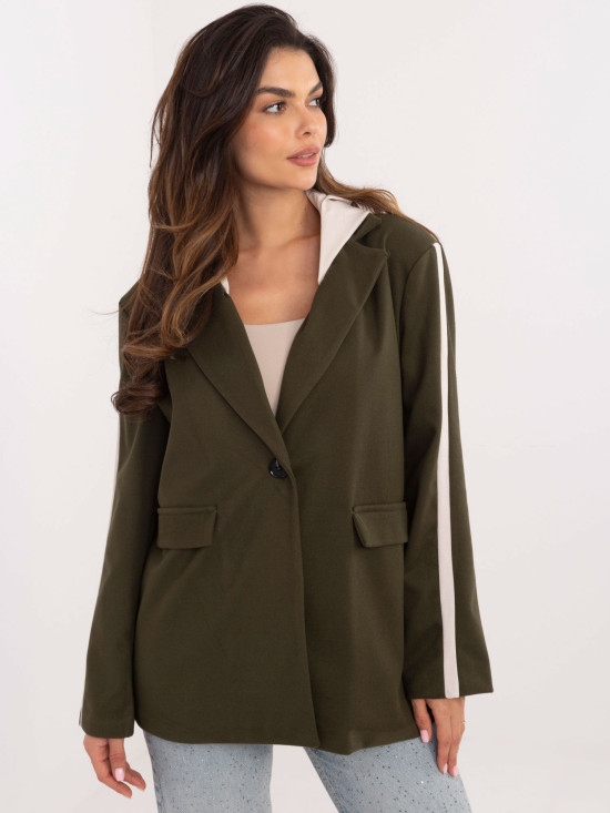 Blazer khaki elegante con cappuccio