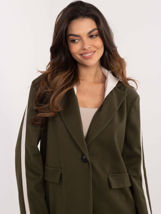 Blazer khaki elegante con cappuccio