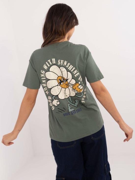 Blusa khaki elegante con maniche corte