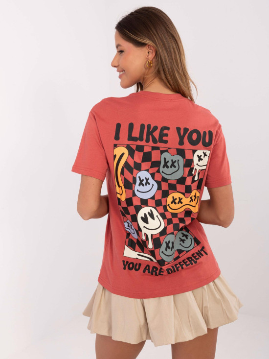 T-shirt corallo a maniche corte