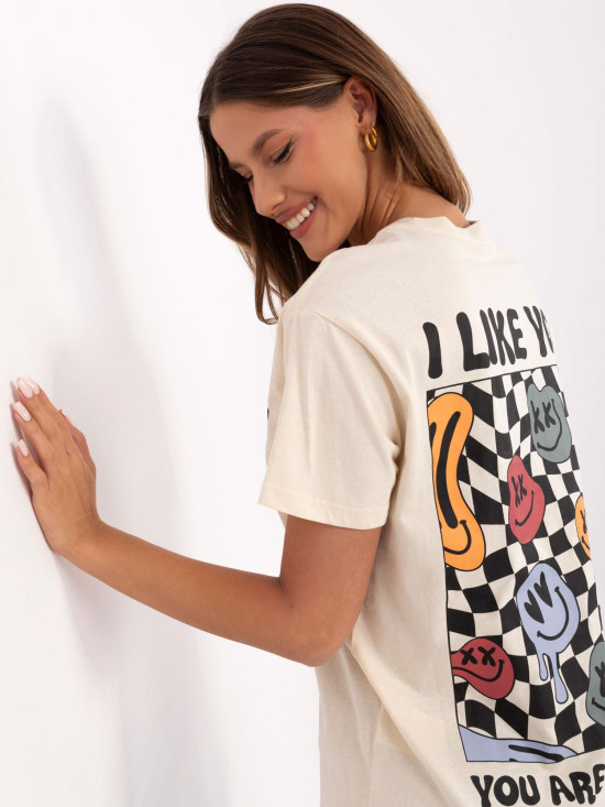 T-shirt beige a maniche corte