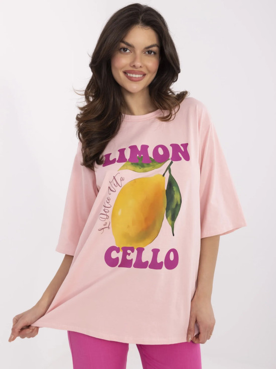 T-shirt elegante a maniche corte in rosa chiaro