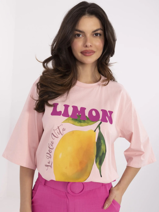 T-shirt elegante a maniche corte in rosa chiaro