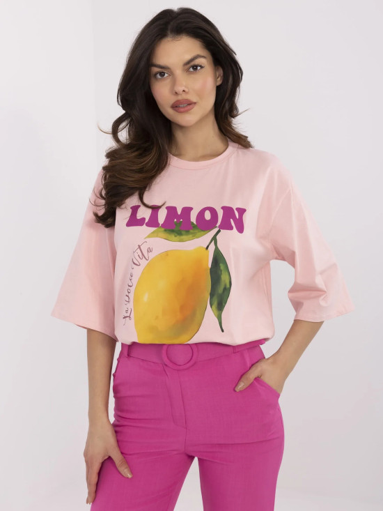 T-shirt elegante a maniche corte in rosa chiaro