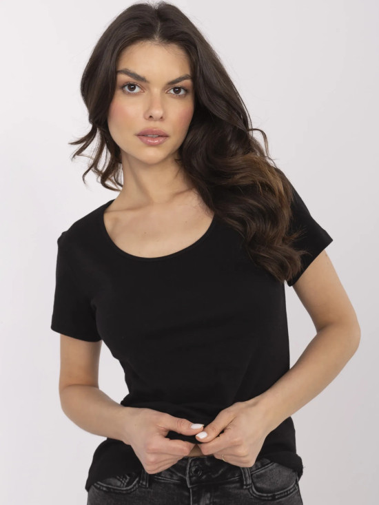 T-shirt nera elegante a maniche corte