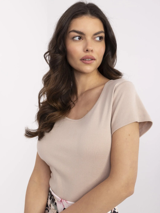 T-shirt beige a maniche corte