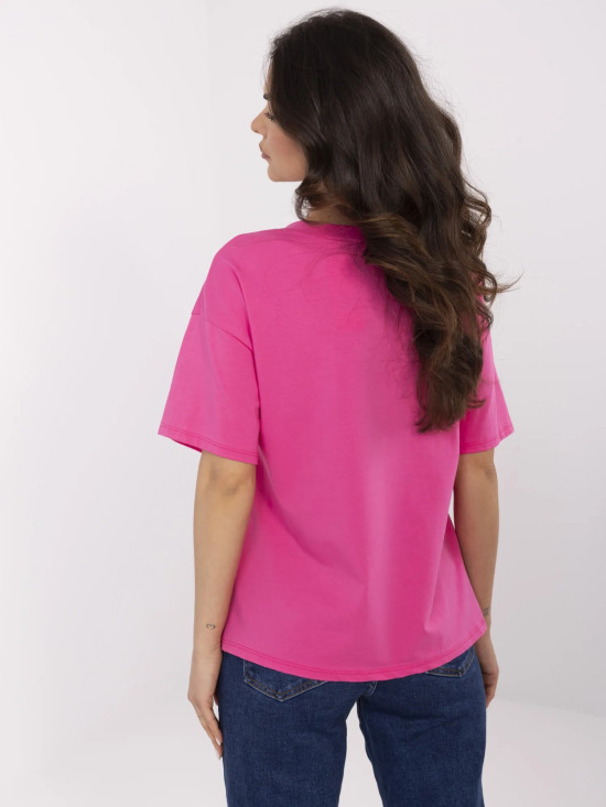 T-shirt elegante a maniche corte in rosa scuro