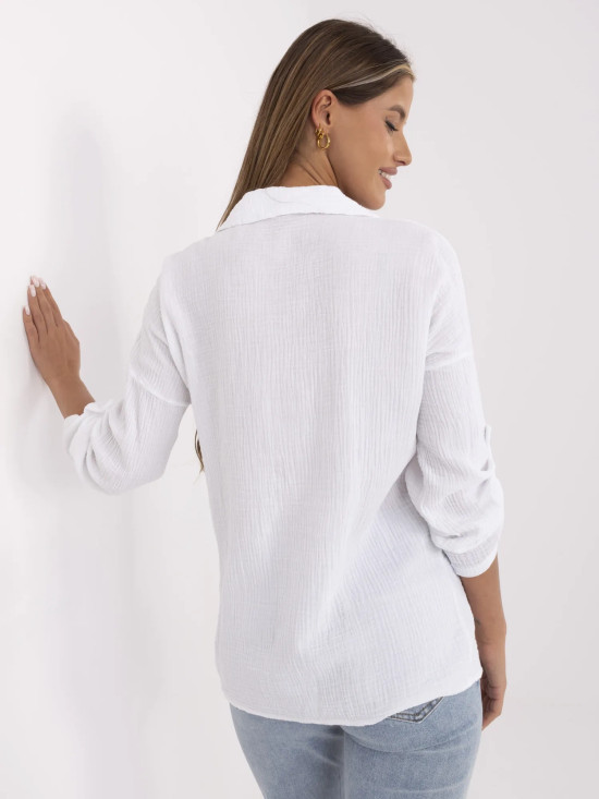 Camicia bianca da donna con maniche lunghe
