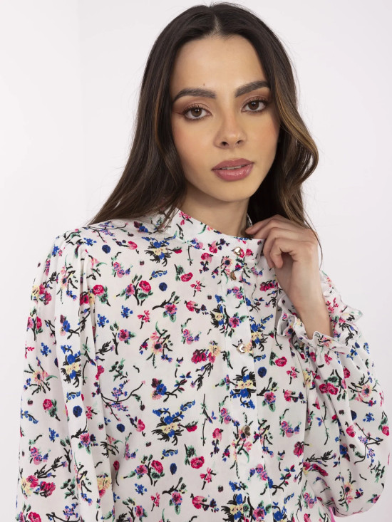 Elegante camicia bianca con motivo floreale