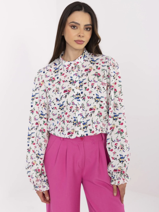 Elegante camicia bianca con motivo floreale
