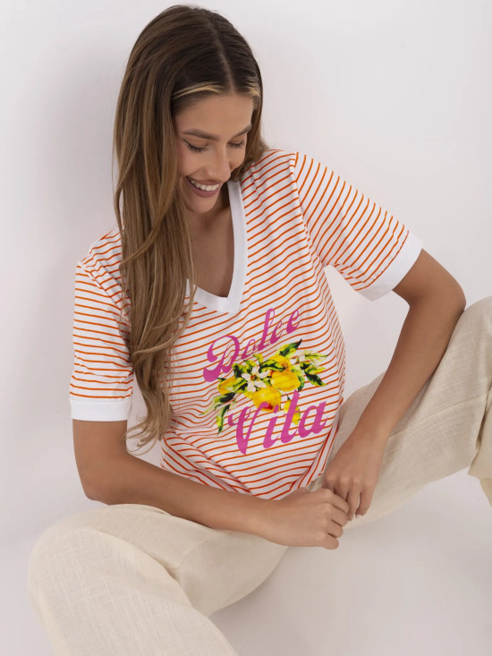 Blusa arancione comoda con scollo a V