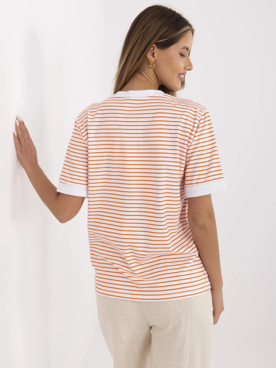 Blusa arancione comoda con scollo a V