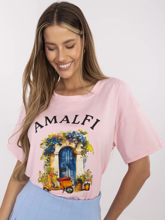 T-shirt elegante a maniche corte in rosa chiaro