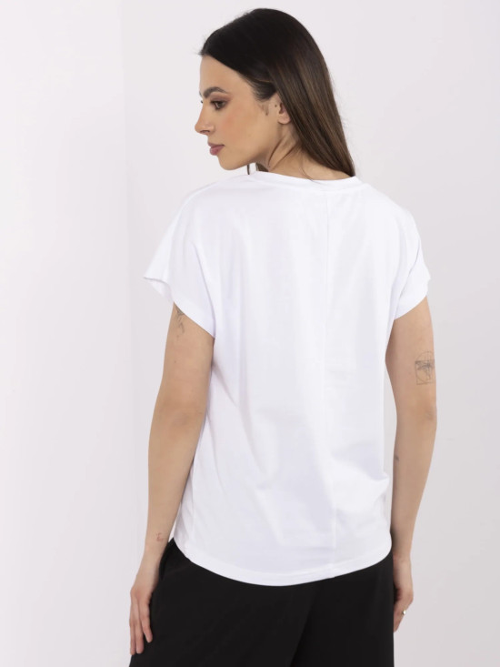 T-shirt bianca con applicazione e strass
