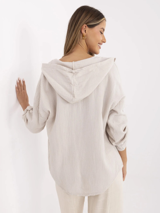 Camicia beige con cappuccio