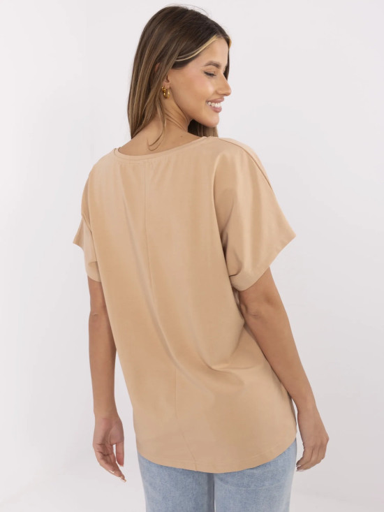 T-shirt elegante a maniche corte in colore camel