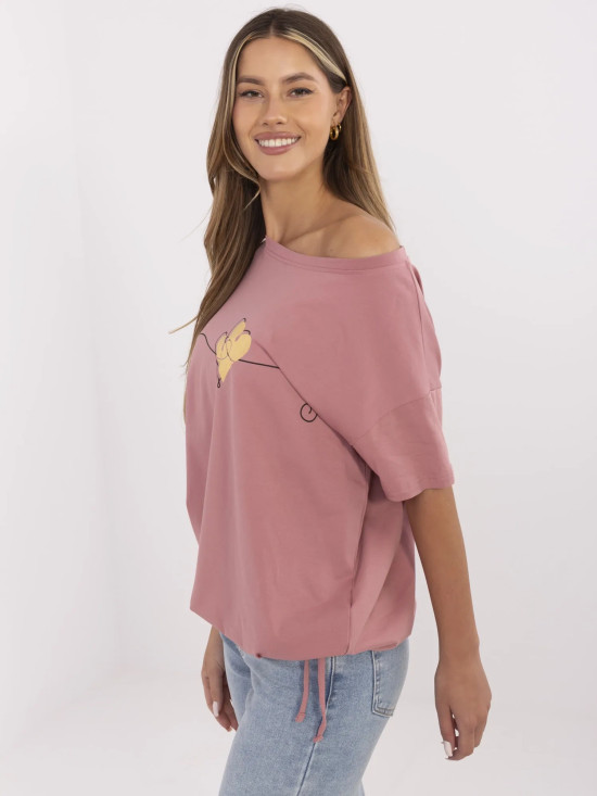 T-shirt elegante a maniche corte in rosa scuro