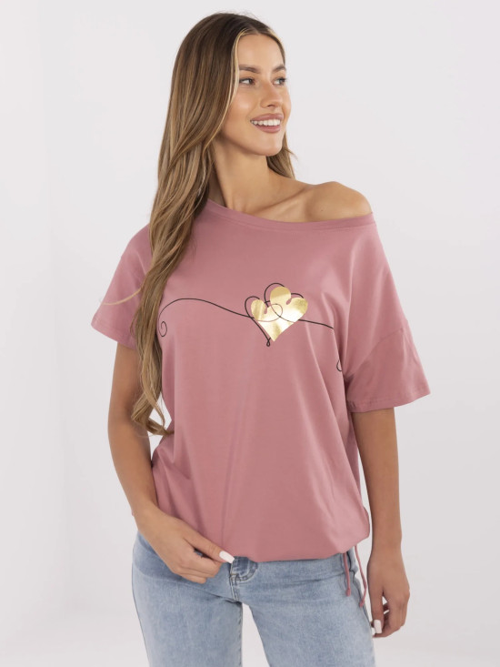 T-shirt elegante a maniche corte in rosa scuro