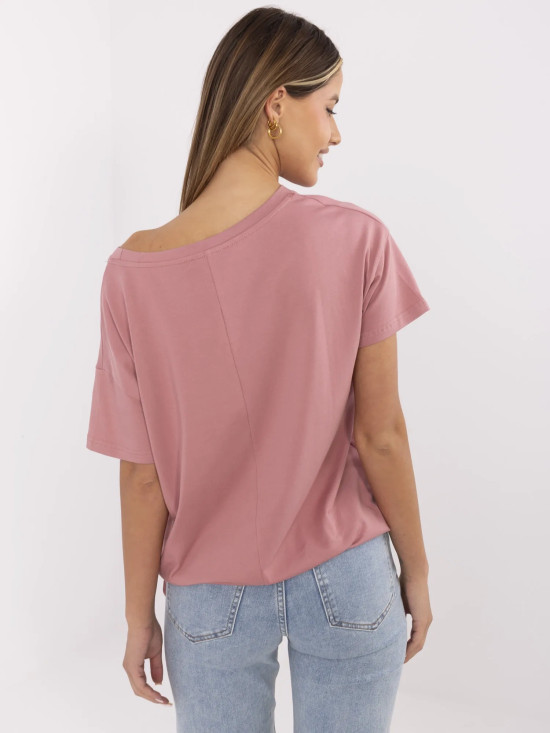 T-shirt elegante a maniche corte in rosa scuro