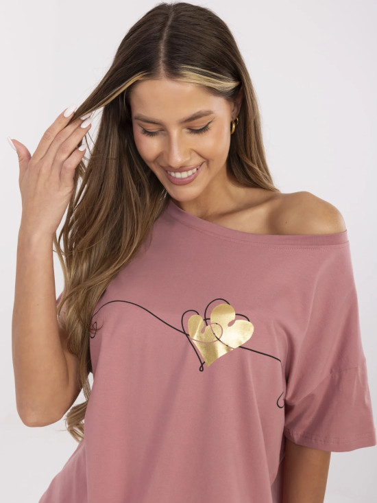 T-shirt elegante a maniche corte in rosa scuro