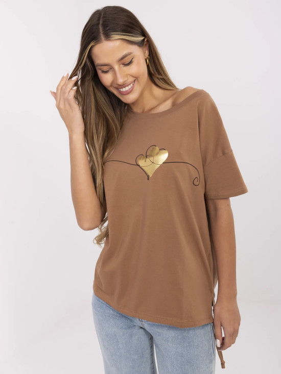 T-shirt elegante a maniche corte in beige