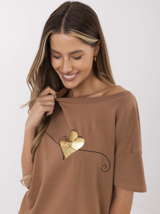 T-shirt elegante a maniche corte in beige