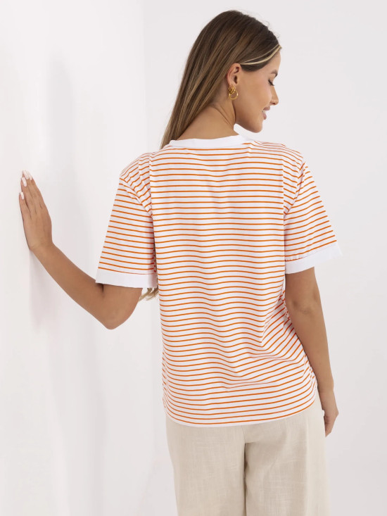 Blusa arancione comoda con scollatura a V