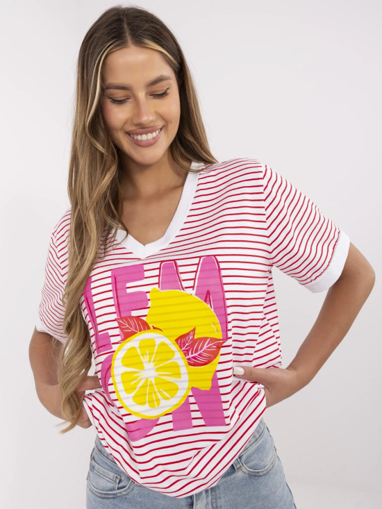 Blusa rossa elegante con maniche corte