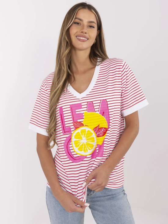 Blusa rossa elegante con maniche corte