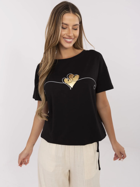 T-shirt nera elegante con maniche corte