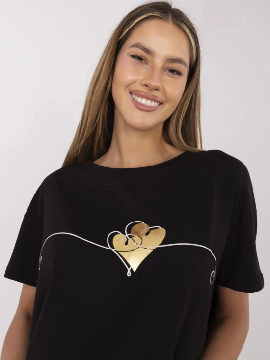 T-shirt nera elegante con maniche corte
