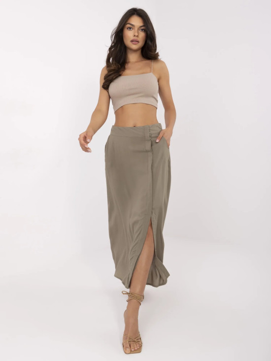 Elegantna midi suknja u khaki