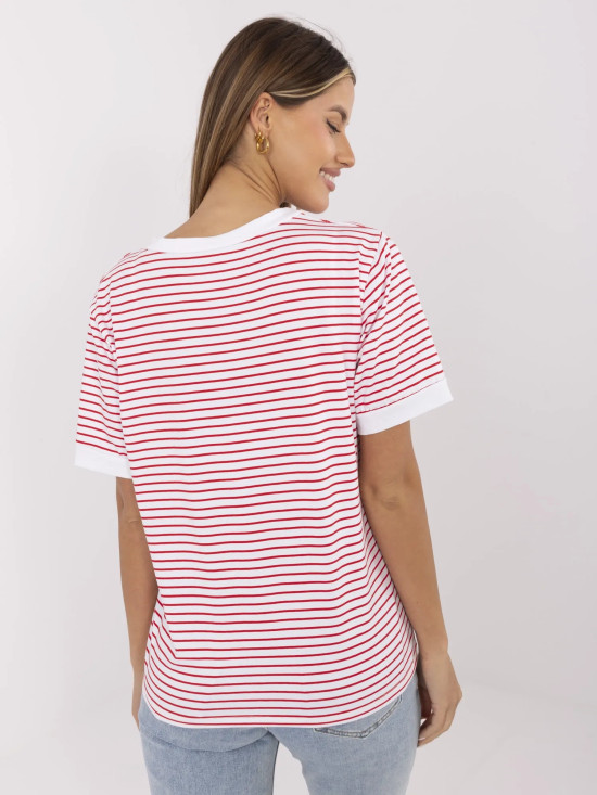 Blusa rossa elegante con scollatura a V
