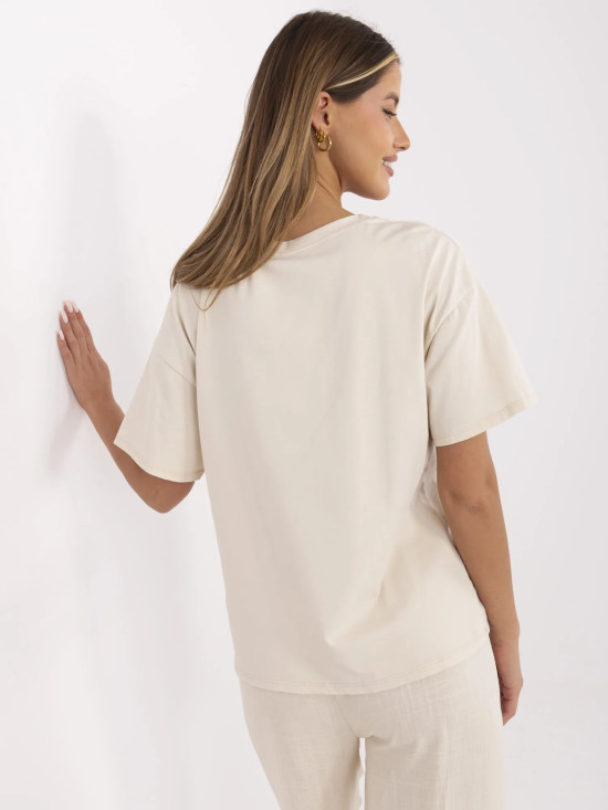 T-shirt beige con stampa