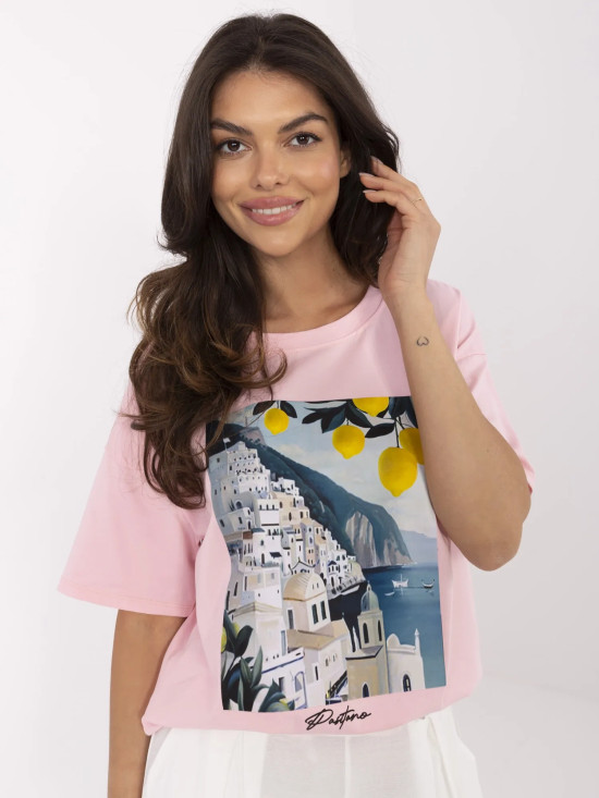 T-shirt elegante a maniche corte in rosa chiaro