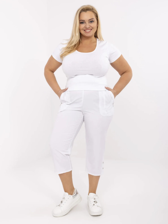 Pantaloni bianchi da donna a vita alta