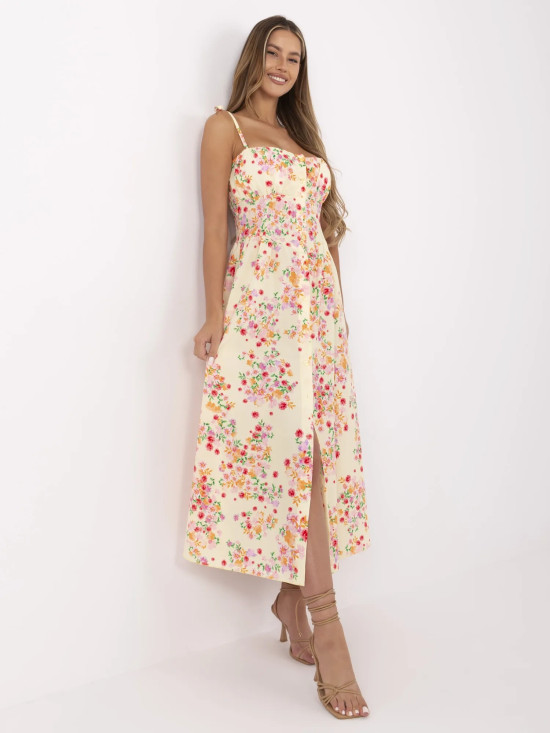 Abito midi floreale con spalline